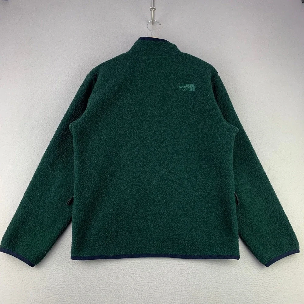 The North Face American Vintage Pile Fleece Jacket Mens Medium Green Snap Front